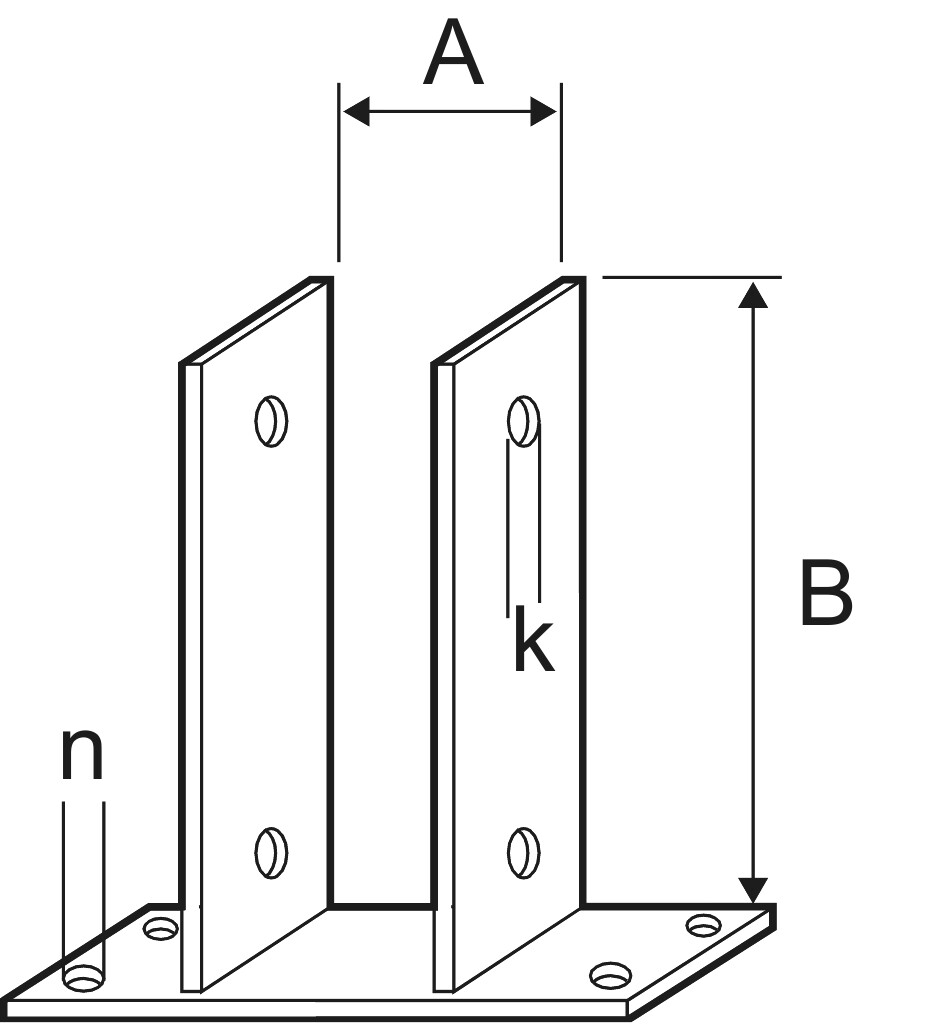 U-Pfostenträger TR 101 zum Aufdübeln, feuerverzinkt